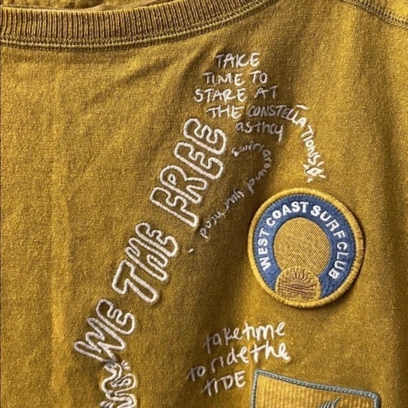 We The Free Ivy Long Sleeve Mustard Knit Pullover with Patches and Embroidery - Picture 2 of 9